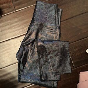 S sparkly elastic full length leggings, blue black